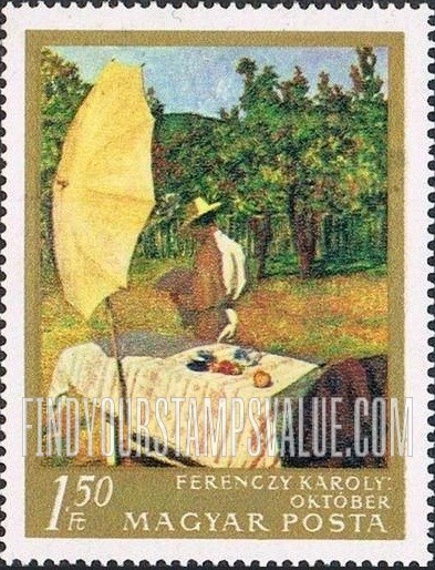 FindYourStampsValue: Painting Type of 1967: “October” by Karoly Ferenczy (1862-1917)