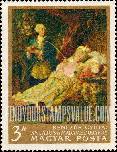 FindYourStampsValue: Paintings: Mme. Du Barry and Louis XV, by Gyula Benczur (1844-1920)