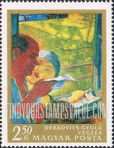 FindYourStampsValue: Painting Type of 1967: "Eviction Notice” by Gyula Derkovits (1894-1934)