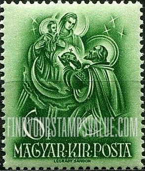 FindYourStampsValue: St. Stephen offering holy crown to Virgin Mary