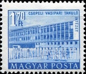 FindYourStampsValue: Building Types of 1951: Iron Works School, Csepel