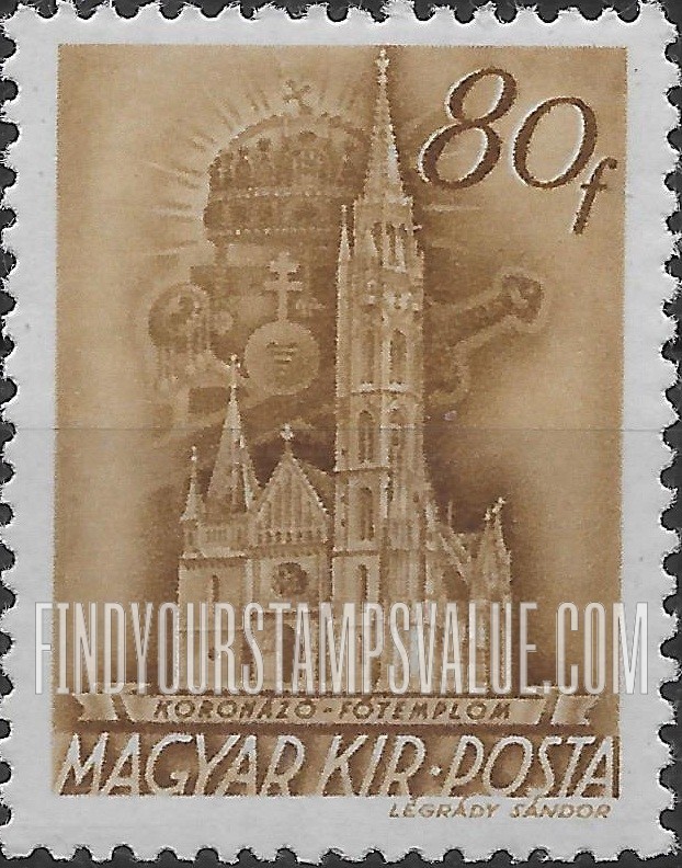 FindYourStampsValue: Coronation Church, Budapest: Types of 1939