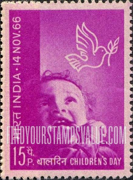 FindYourStampsValue: Republic of India: Child and dove - भारत गणराज्य: बच्चा और कबूतर