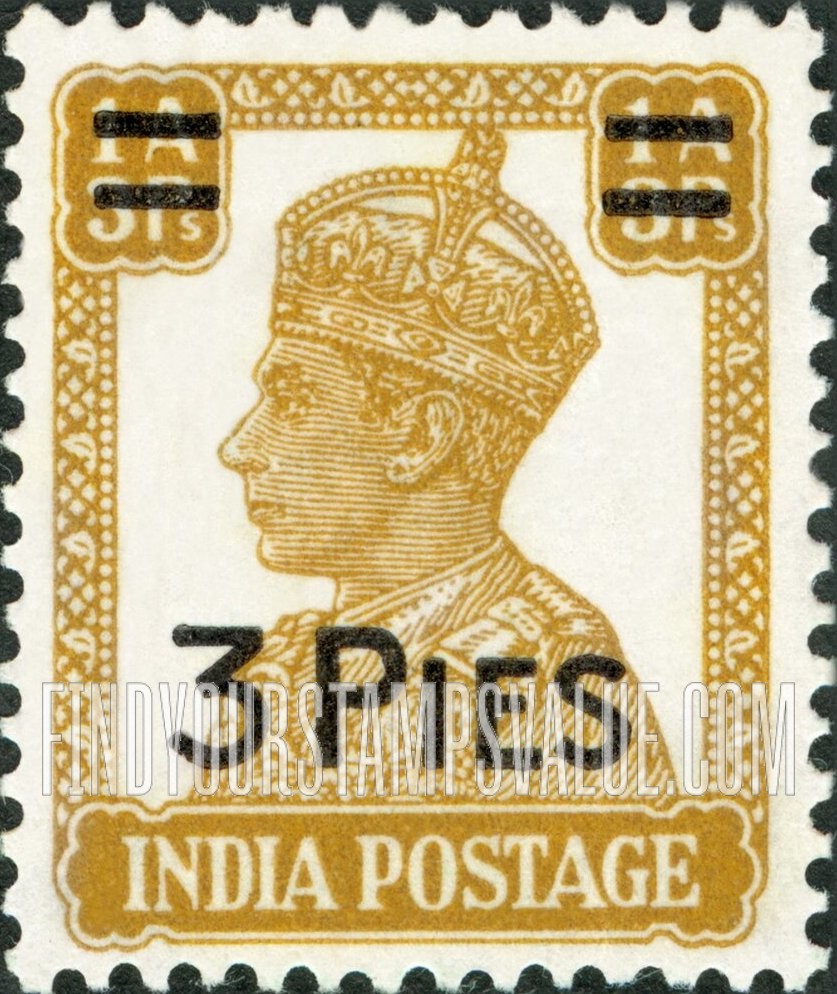 FindYourStampsValue: Empire: King George VI, Surcharged - साम्राज्य: राजा जॉर्ज षष्ठम्, सरचार्ज