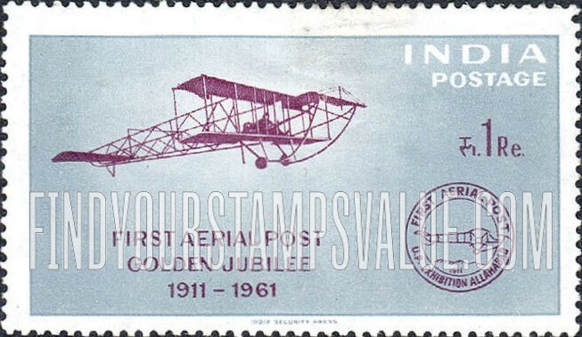 FindYourStampsValue: Republic of India: Humber-Sommer biplane - भारत गणराज्य: हंबर-सोमर बाईप्लेन