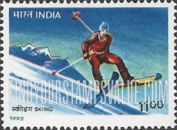 FindYourStampsValue: Republic of India: Skiing - भारत गणराज्य: स्कीइंग