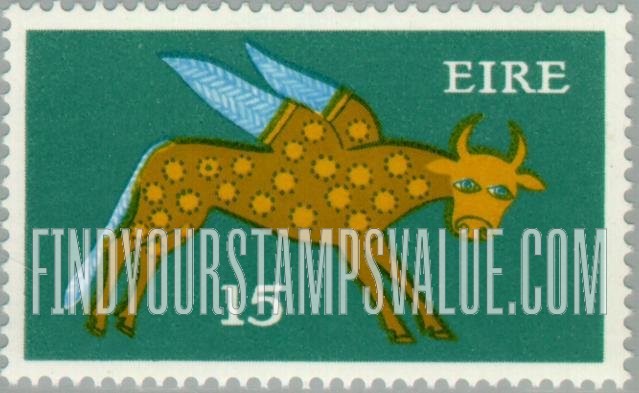 FindYourStampsValue: Winged Ox from Lichfield Gospel Book: Types of 1968-69