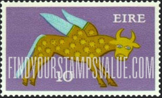 FindYourStampsValue: Winged Ox from Lichfield Gospel Book: Types of 1968-69