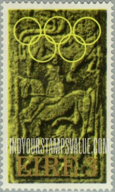 FindYourStampsValue: Rider from Clonmacnoise Slab and Olympic Rings