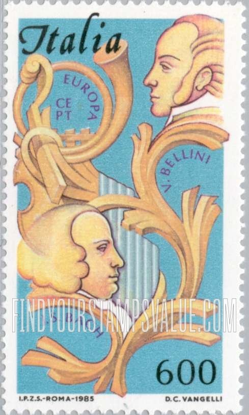 FindYourStampsValue: Europa: Johann Sebastian Bach (1685-1750) and Vincenzo Bellini (1801-1835)