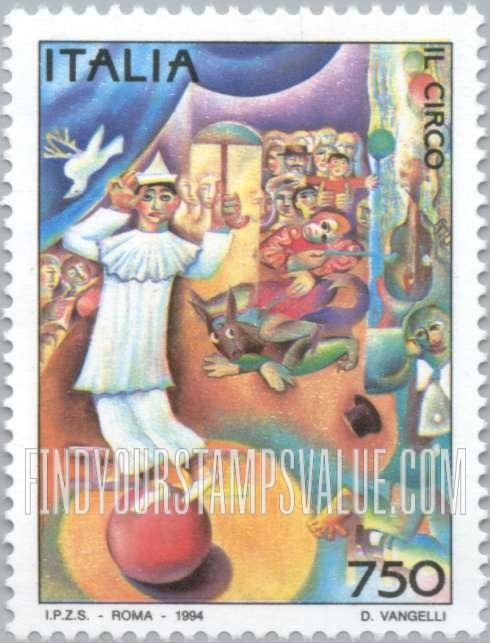 FindYourStampsValue: Circus: Clown performing