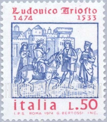 FindYourStampsValue: Lodovico Ariosto (1474-1533), Poet: King Roland, woodcut