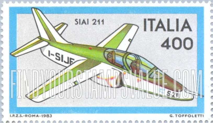 FindYourStampsValue: Aircraft Type of 1981: SIAI-211 jet trainer