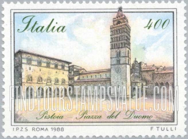 FindYourStampsValue: Piazza Type of 1987: Piazza del Duomo, Pistoia