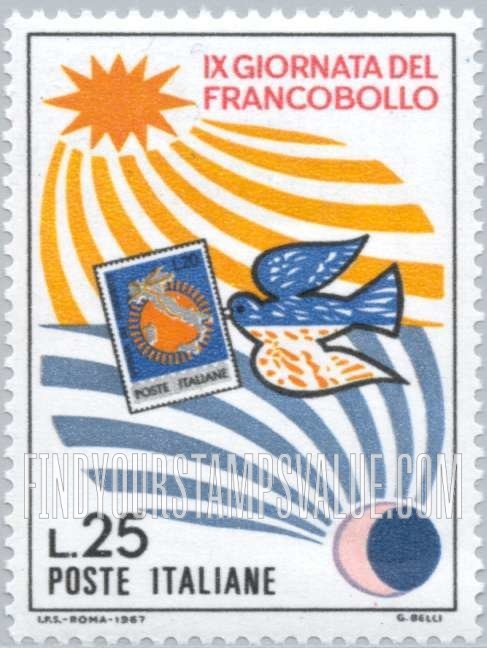 FindYourStampsValue: “Day and Night” and Pigeon Carrying Italy Nomber 924