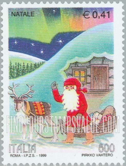 FindYourStampsValue: Christmas: Santa Claus, reindeer and sleigh