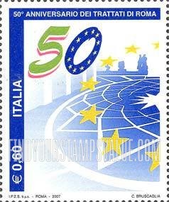 FindYourStampsValue: Treaty of Rome, 50th Anniversary: Stars and “50”