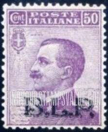 FindYourStampsValue: SEMI-POSTAL - King Victor Emmanuel III: Regular Issues of 1901-22 Overprinted in Red, Black, Blue, Brown or Orange
