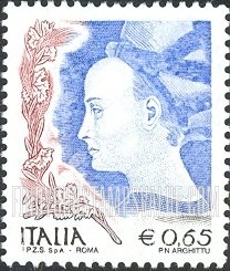 FindYourStampsValue: Women in Art Type of 1998 With Denominations in Euros Only: “Princess of Trebizonde,” by Antonio Pisano