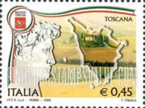 FindYourStampsValue: Italian Regions Type of 2004: Tuscany