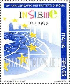FindYourStampsValue: Treaty of Rome, 50th Anniversary: “Insieme dal 1957”