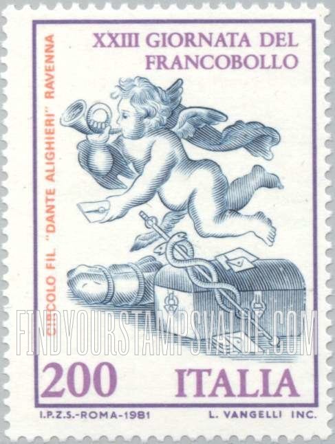 FindYourStampsValue: Stamp Day: Angel, letter chest