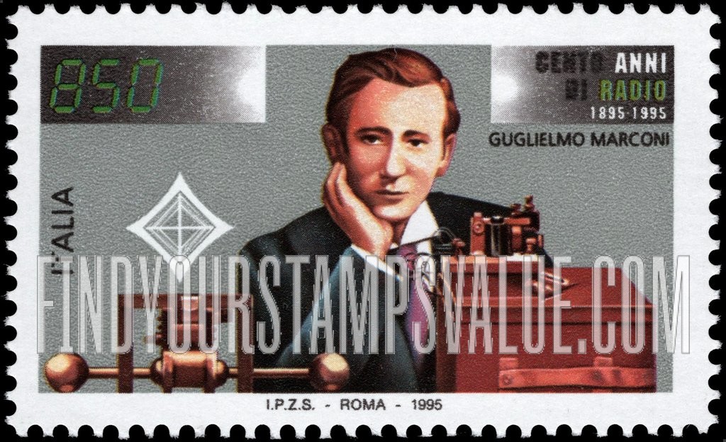 FindYourStampsValue: Radio, Centennial: Guglielmo Marconi, transmitting equipment