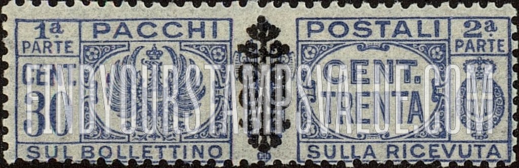 FindYourStampsValue: PARCEL POST - Pacchi Postali: Overprinted Between Halves in Black