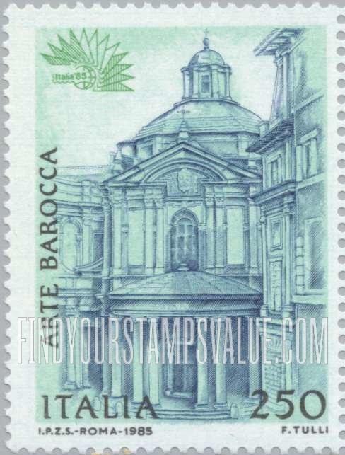 FindYourStampsValue: Italia β85: Church of St. Mary of Peace, Rome, by Pietro de Cortona (1596-1669)
