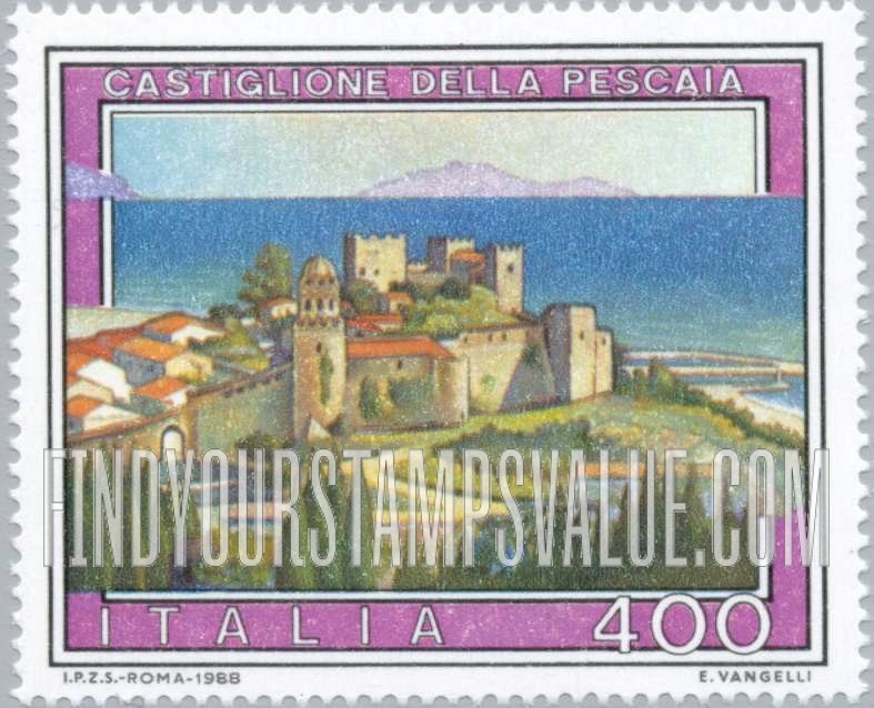 FindYourStampsValue: Tourist Type of 1974: Castiglione della Pescaia