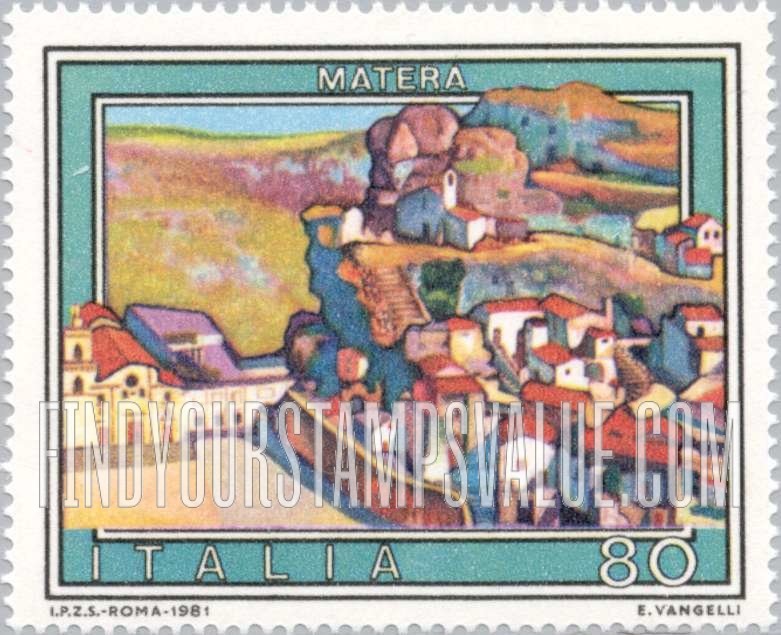 FindYourStampsValue: Tourist Type of 1974: View of Matera
