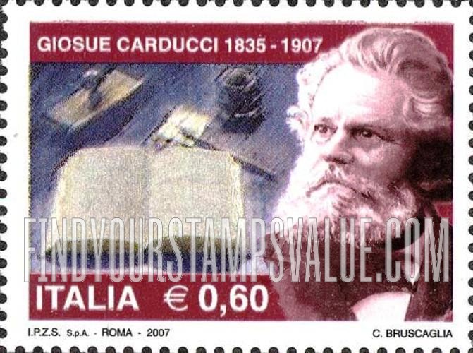 FindYourStampsValue: Giosu`e Carducci (1835-1907), 1906 Nobel Laureate in Literature