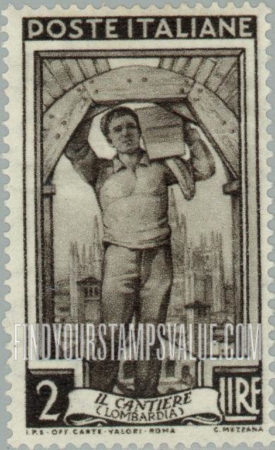 FindYourStampsValue: Blacksmith, Aosta Valley: Italy at Work Type of 1950