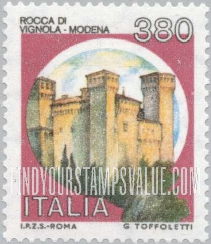 FindYourStampsValue: Castle Type of 1980: Vignola, Modena