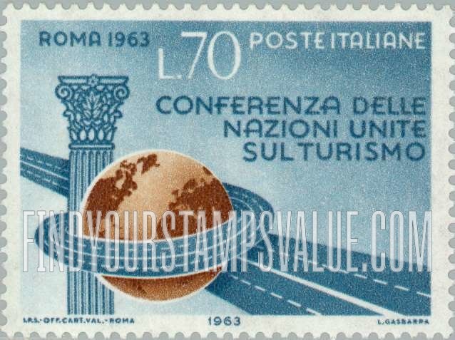 FindYourStampsValue: Roman Column, Globe and Highways
