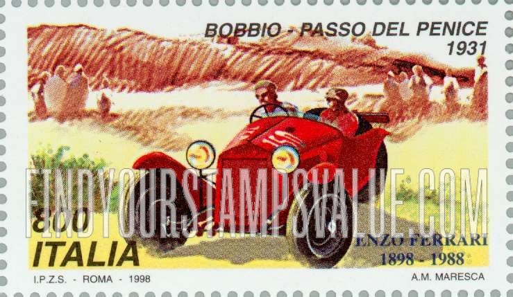 FindYourStampsValue: Enzo Ferrari (1898-1988) Automobile Manufacturer: 1931 Bobbio-Passo del Penice