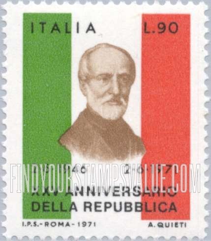 FindYourStampsValue: Giuseppe Mazzini, Italian Flag