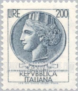 FindYourStampsValue: “Italia” after Syracusean Coin: Italia Type of 1953-54