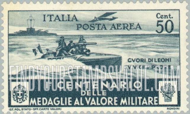 FindYourStampsValue: AIR POST - Motorboat patrol