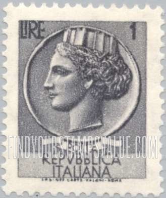 FindYourStampsValue: “Italia” after Syracusean Coin: Italia Type of 1953-54