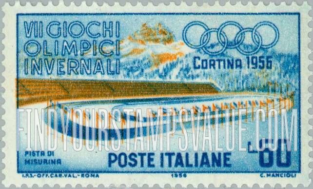 FindYourStampsValue: Stadiums at Cortina: Ice racing, Lake Misurina