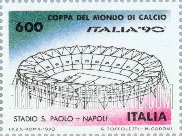 FindYourStampsValue: Soccer club emblems and stadiums in Italy: St. Paul Stadium, Naples