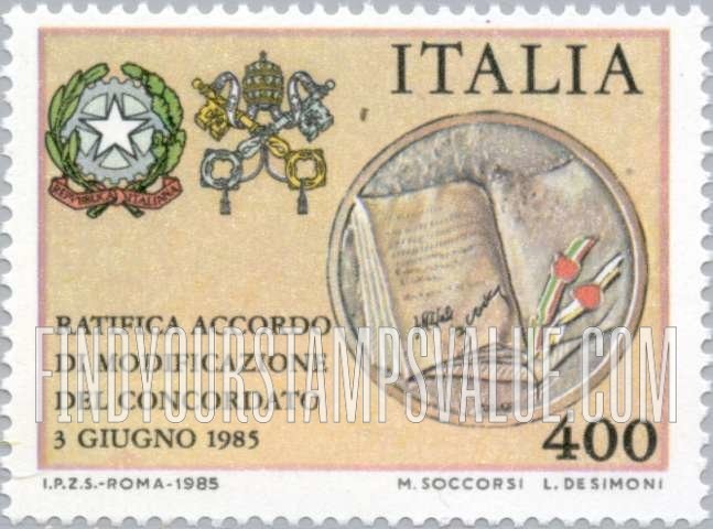 FindYourStampsValue: National and Papal Arms, Treaty Document