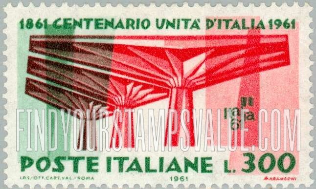 FindYourStampsValue: Centenary of Italian unity: Steel construction, Italia β61 Exhibition, Turin