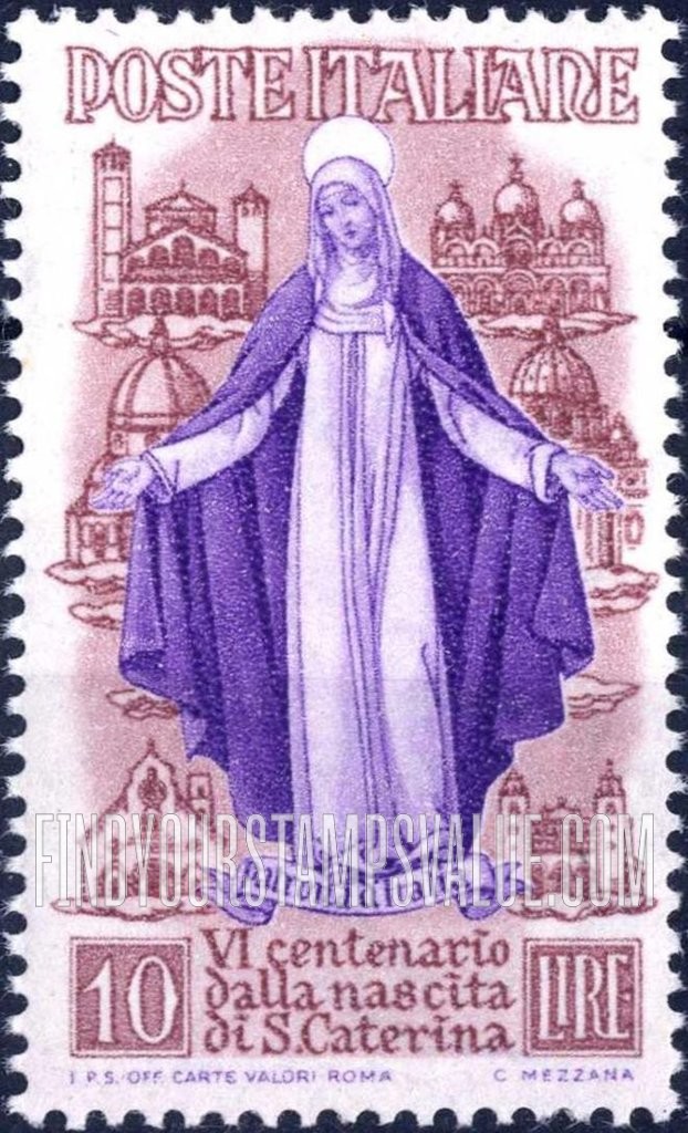 FindYourStampsValue: St. Catherine Giving Mantle to Beggar