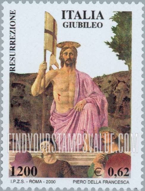 FindYourStampsValue: Holy Year 2000: The Resurrection of Christ, by Piero della Francesca, vertical