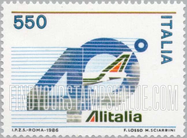 FindYourStampsValue: Alitalia, Italian Airlines, 40th Anniversary: Anniversary emblem