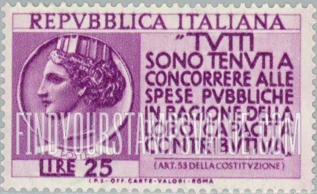 FindYourStampsValue: “Italia” and Quotation from Constitution