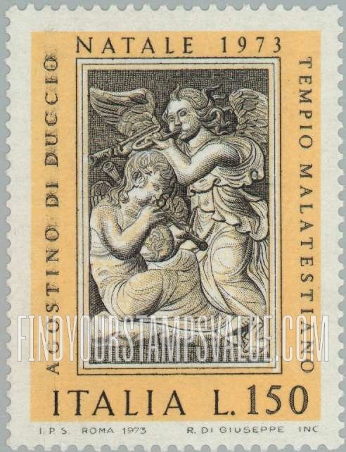 FindYourStampsValue: Angels with flute and trumpet
