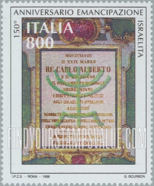 FindYourStampsValue: Jewish Emancipation, 150th Anniversary